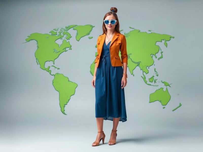 A lady dressed in an eco-friendly and stylish outfit, ready to be an ambassador for Earth.