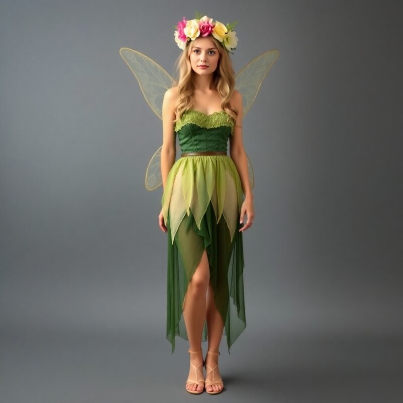 A lady dressed in an enchanting fairy-inspired outfit.