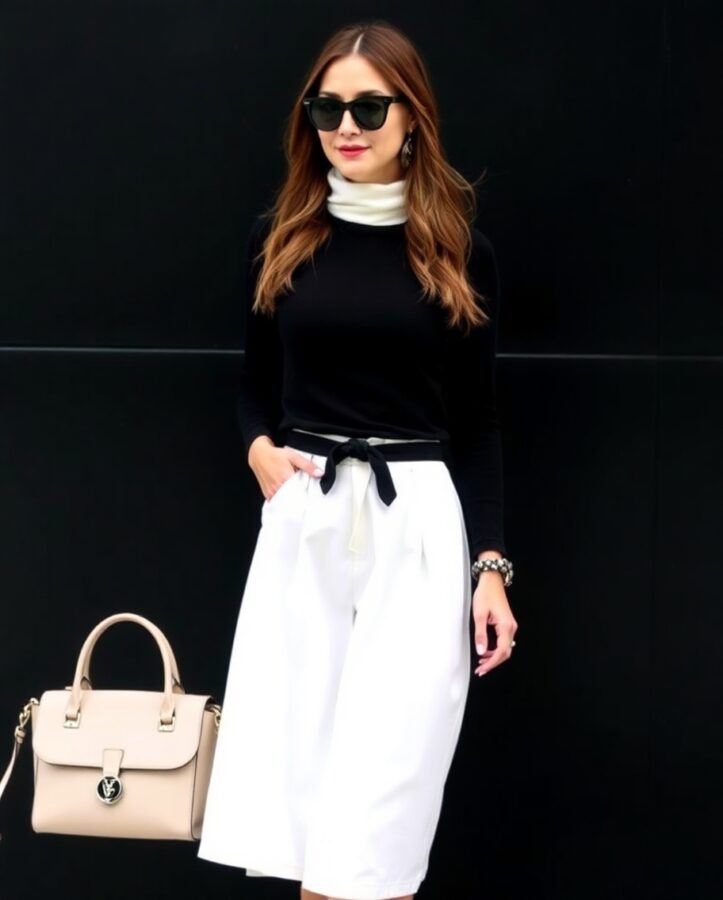 Stylish and contemporary outfit featuring a sleek monochrome design.