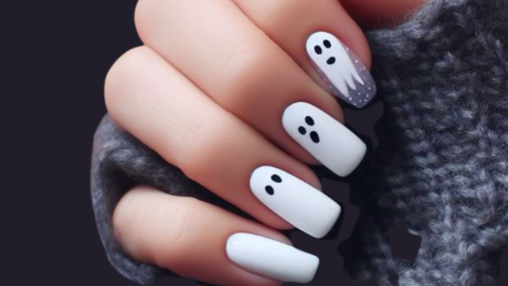 Neutral Ghost Halloween Nails