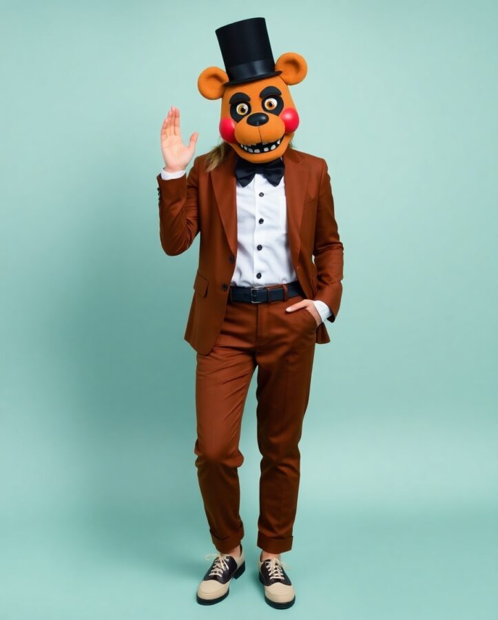 A lady dressed as the iconic Freddy Fazbear, capturing the classic FNAF look with a focus on accuracy and detail.