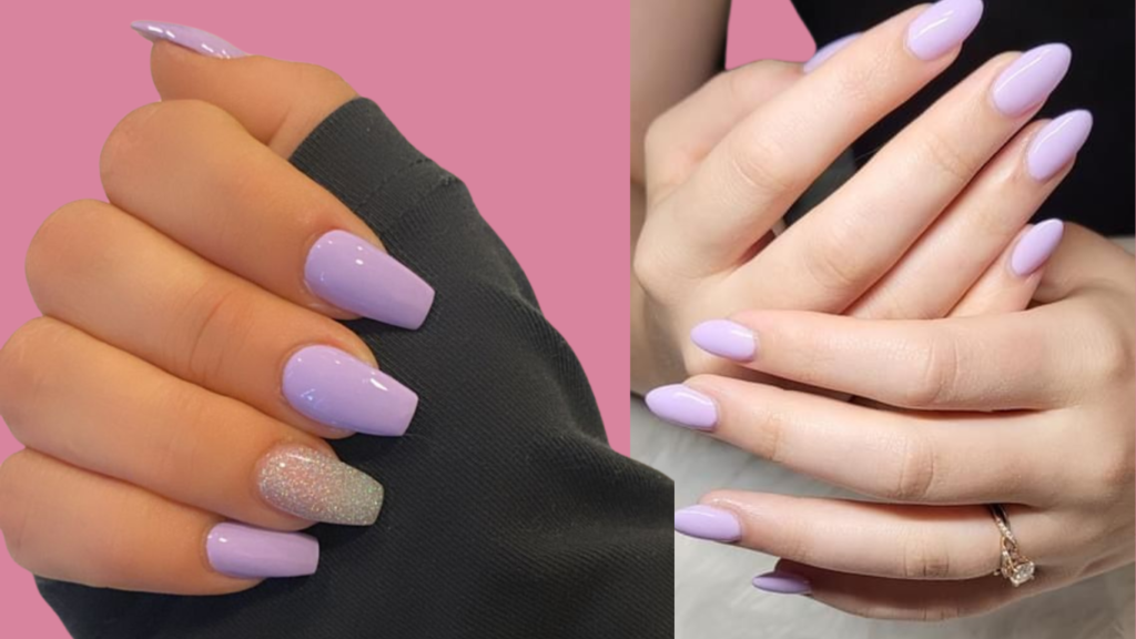 Elegant light lavender nails.