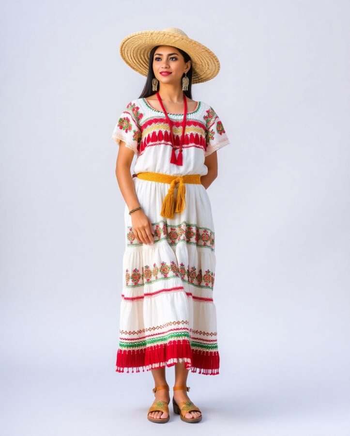 A woman wearing a colorful, Mexican Huipil