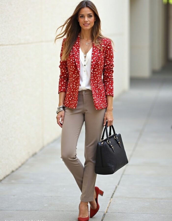 Chic and modern outfit featuring a statement blazer, perfect for a bold and confident look.