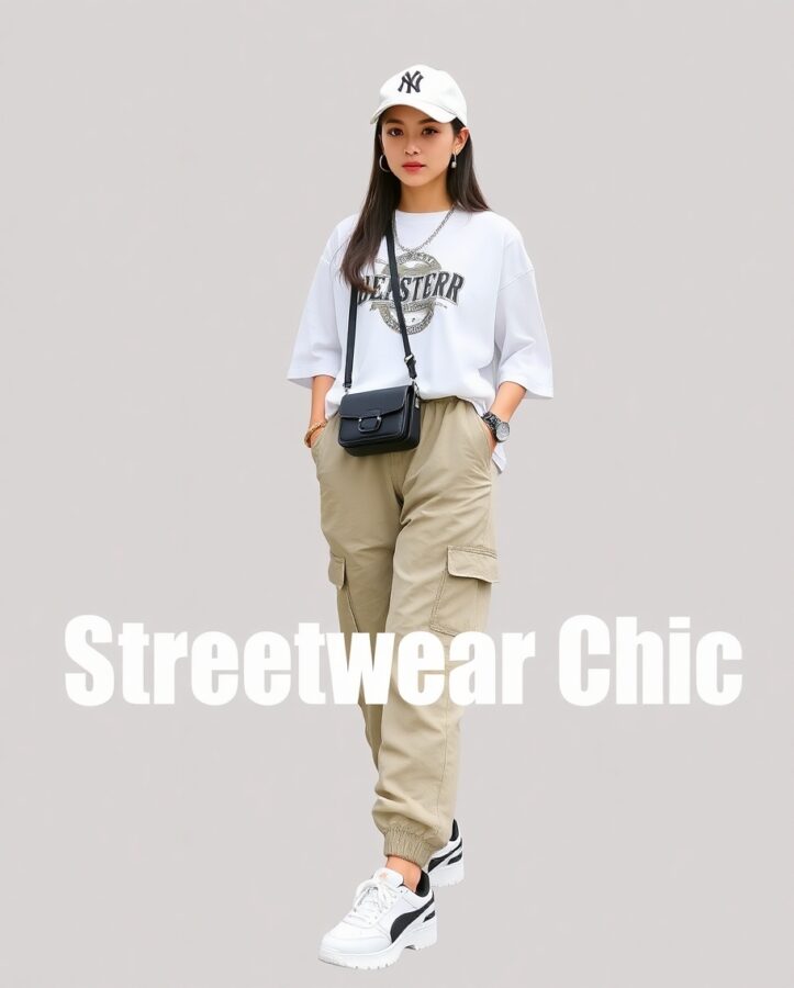 A trendy streetwear chic outfit