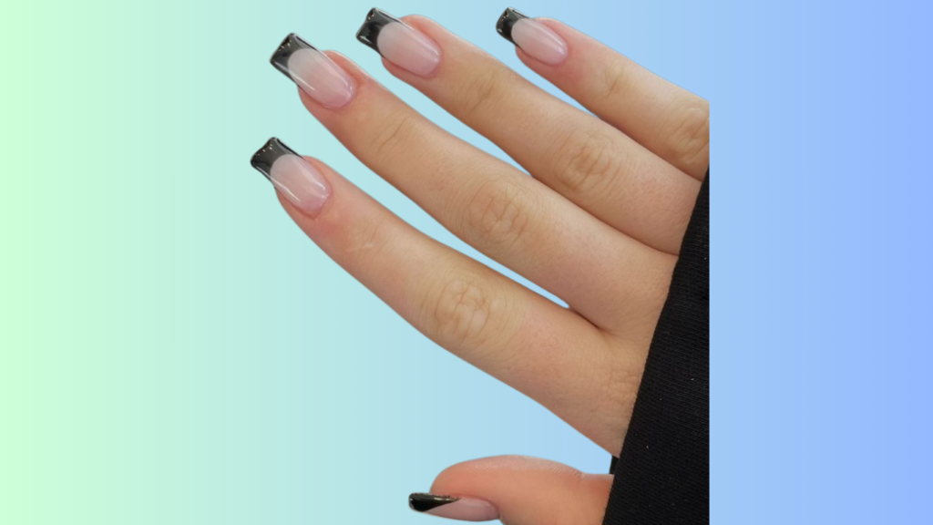 Nails with a translucent base, creating a clean and sophisticated minimalist design.