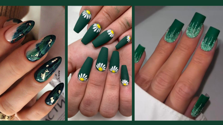 #darkgreenmanicure #nailart