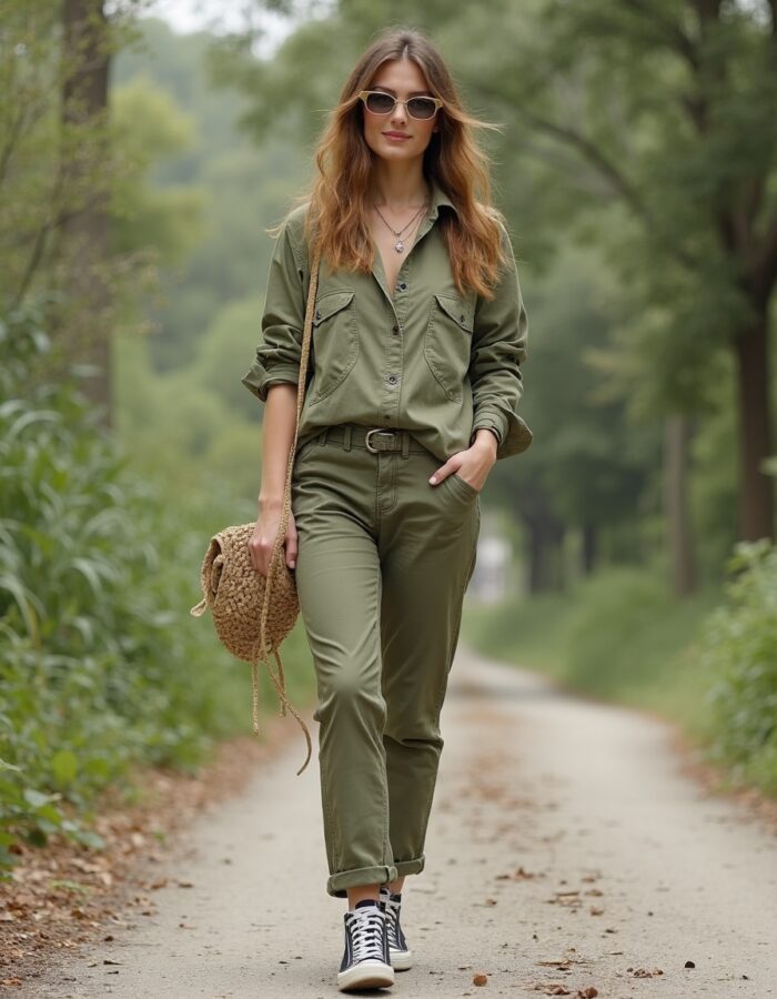 Practical and stylish outfit for an eco-friendly and professional look.