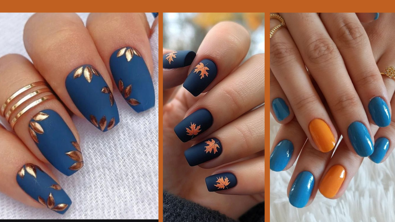 Blue fall nails