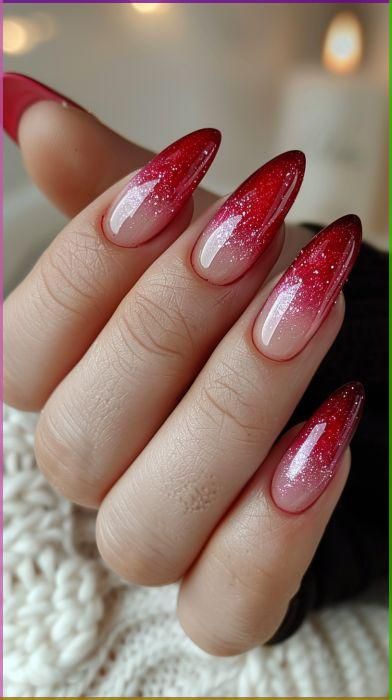 Stunning ombre glitter nails blending shimmering hues seamlessly, creating a dazzling and glamorous effect for eye-catching baddie nail ideas.