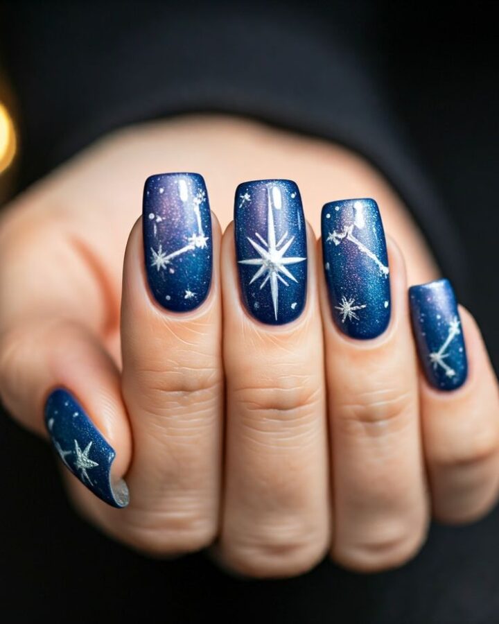 Starry Winter Night Nails