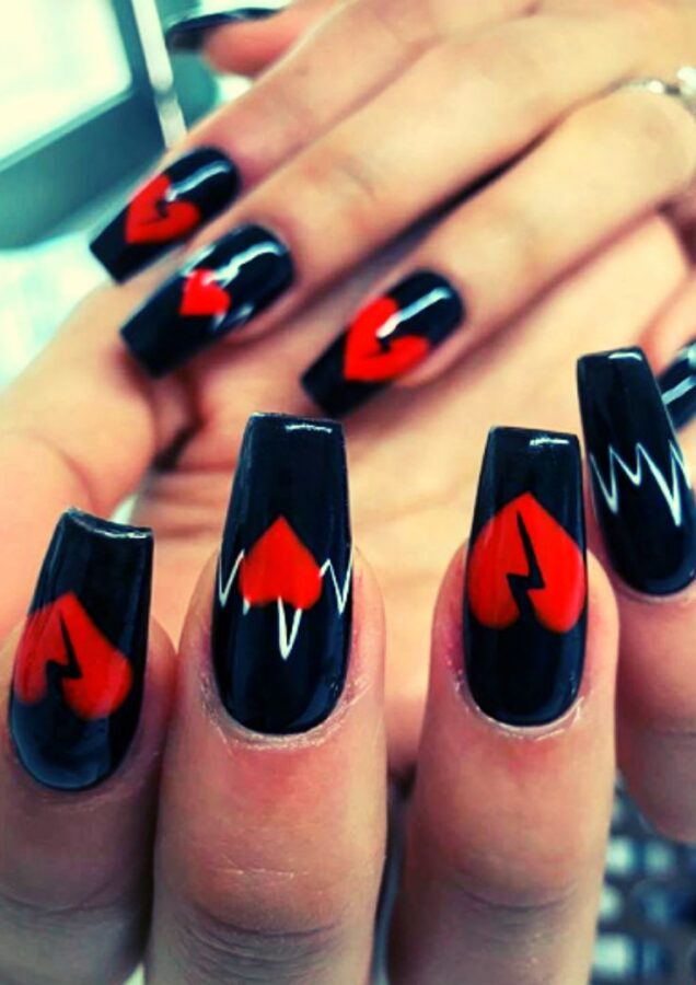 Edgy nails with a rebellious twist for Anti-Valentine's Day.