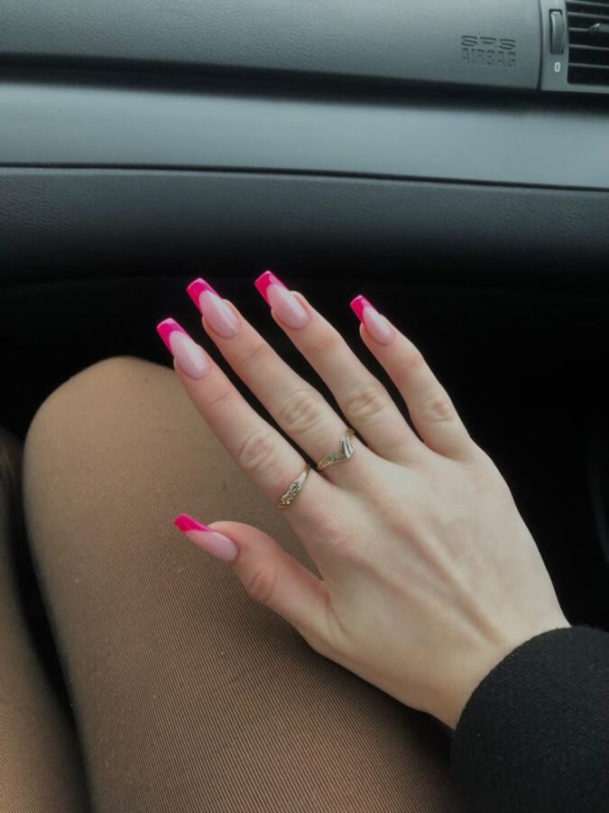 Sweeten your style with these playful candy French tip pink nails! This fun twist on the classic French manicure features a soft pink base with colorful, candy-inspired tips. #CandyFrenchTips #PinkNails #NailArt #FrenchManicure #SweetNails