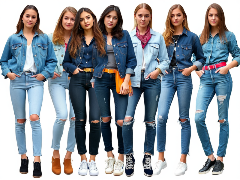 A lady dressed in a deluxe denim-on-denim ensemble, embracing the iconic 90s trend and showcasing a stylish dress-to-impress look. #90sFashion #DenimOnDenim #DressToImpress #TrendyStyle #NinetiesStyle