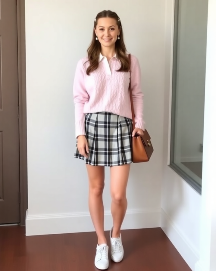 A lady dressed in preppy style exudes polished sophistication, demonstrating how to dress to impress with classic elegance and a touch of princess charm. #PreppyStyle #PolishedLook #DressToImpress #ClassicElegance #PrincessCharm