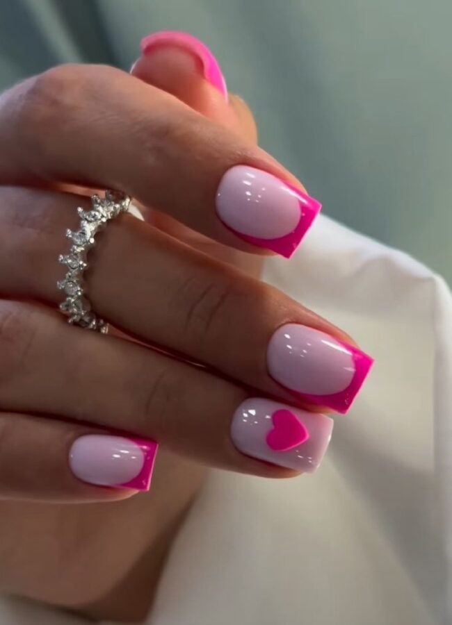 A minimalist manicure featuring a single accent nail with a unique design.