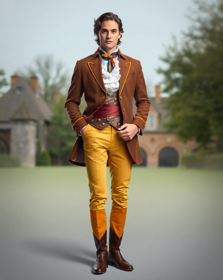 Rich fabrics and fine details adorn this dashing Prince Charming's attire, a perfect example of medieval dress to impress for a royal figure. #MedievalClothing #HistoricalCostumes #DressToImpress #PrincelyStyle #Elegance