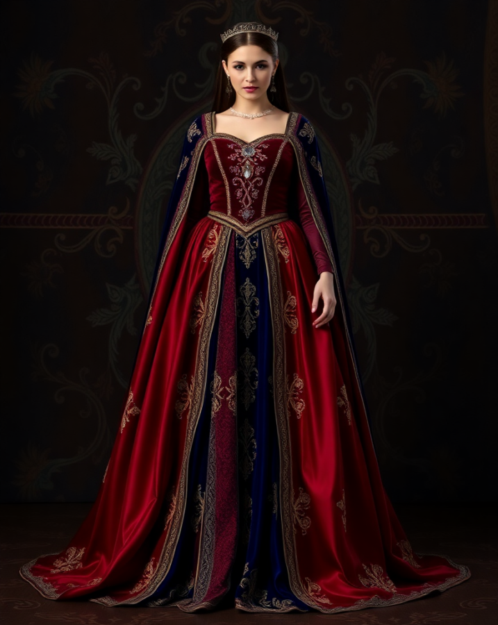 Regal queen's gown: Medieval dress to impress at its finest. #MedievalFashion #DressToImpress #HistoricalStyle #RegalAttire