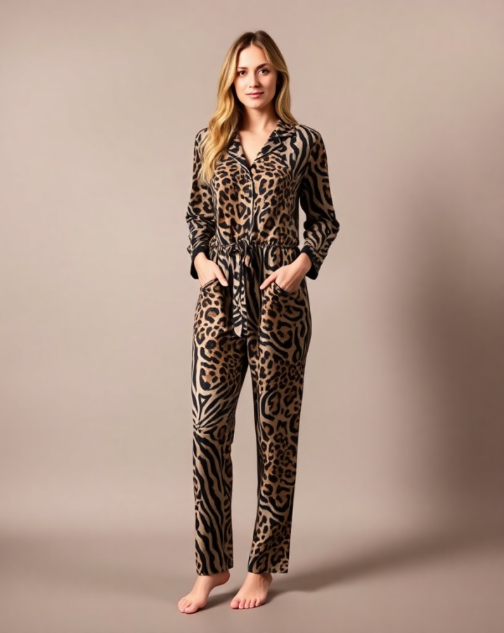 Wild style meets cozy comfort! This animal print pajama set is perfect for a fun and fashionable pajama day. #AnimalPrintPajamas #PajamaDayStyle #WildStyle #CozyComfort