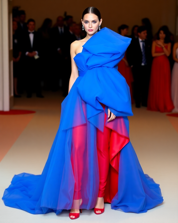 A celebrity wearing an avant-garde sculptural gown at the Met Gala. #MetGala #AvantGarde #SculpturalGown #Fashion #RedCarpet