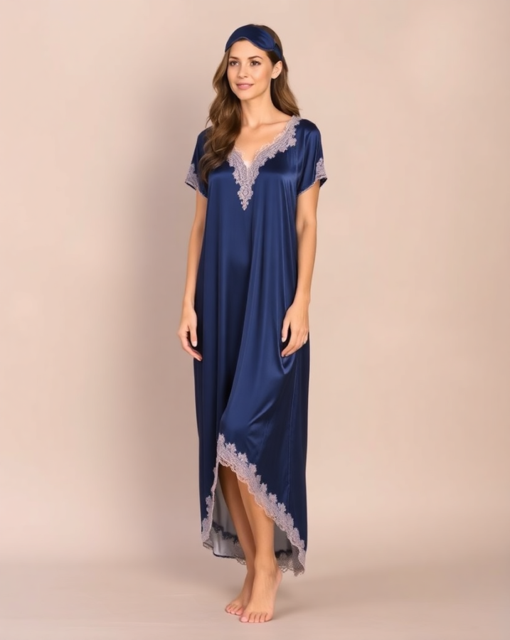 Timeless elegance for a relaxing pajama day. This classic satin nightgown is a chic and comfortable choice. #ClassicNightgown #PajamaDayVibes #SophisticatedStyle #DressToImpressCasual