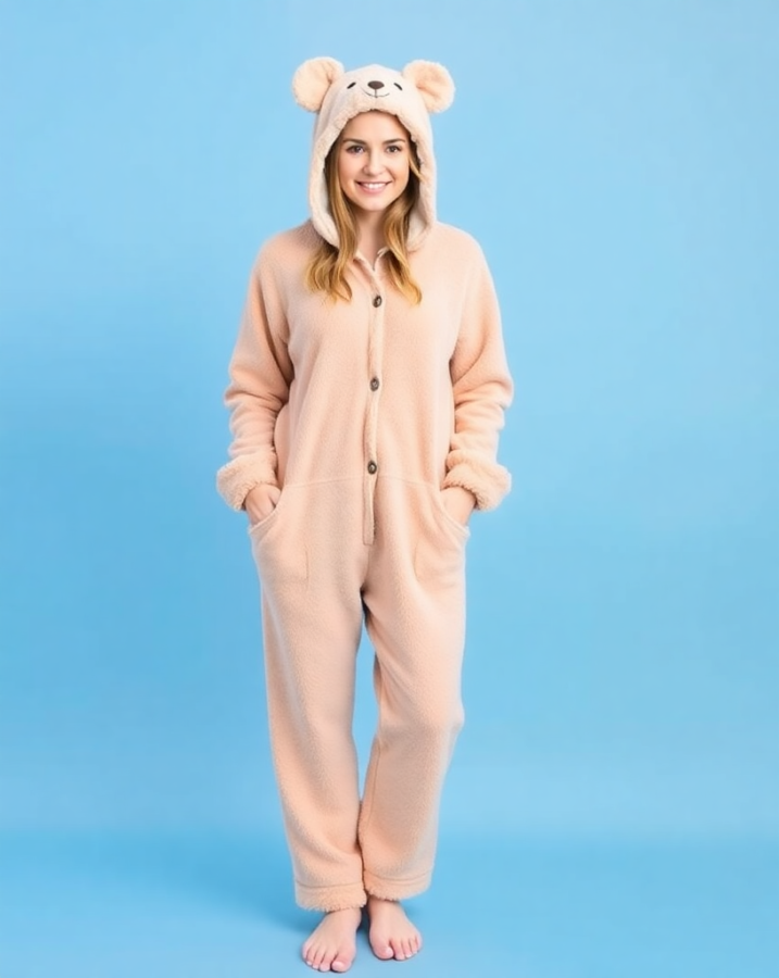 Cuddle up in cozy cuteness! This teddy bear pajama outfit is perfect for a warm and adorable pajama day. #TeddyBearPajamas #PajamaDayStyle #CuteAndCozy #CozyComfort