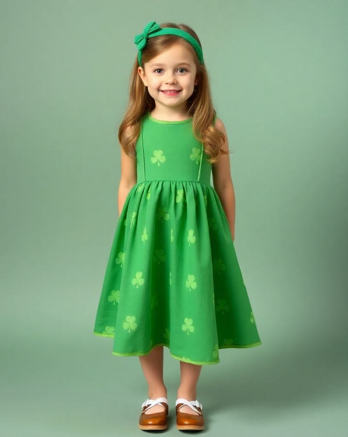 Green Jumper Dresses for Young Girls with Matching Headbands