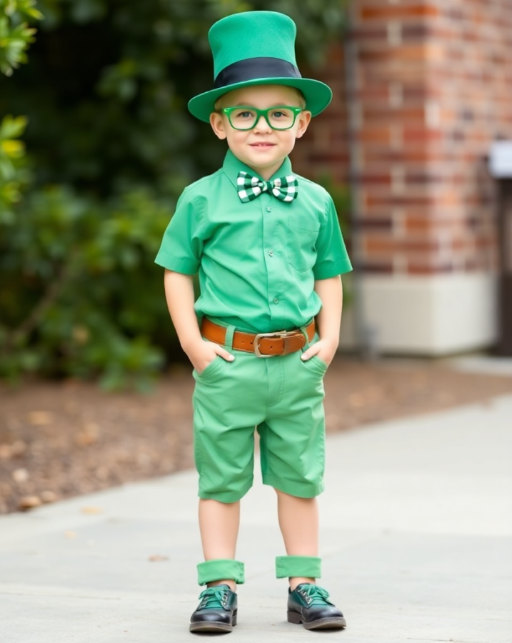 Green Outfits for a boy with fun Leprechaun accessories