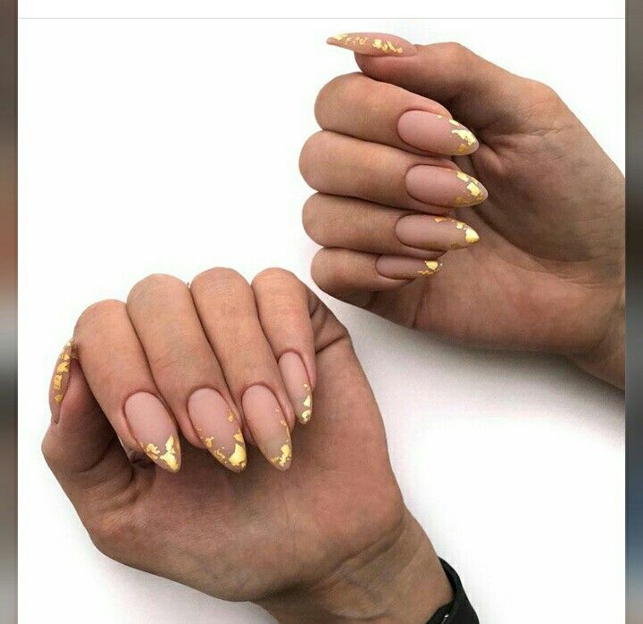 Celebrate your birthday in style with these sophisticated matte nude nails accented with elegant gold details.  #MatteNails #GoldNails  #SophisticatedStyle