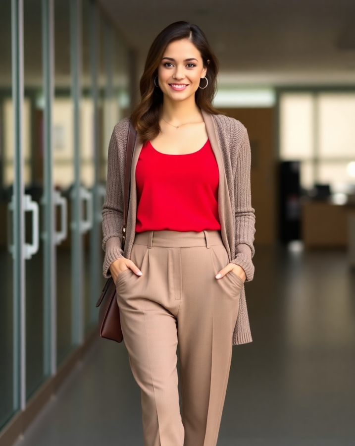 red tank top when dressing for work