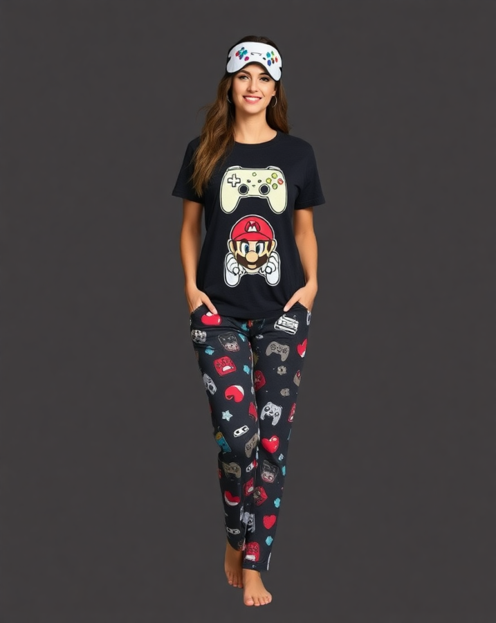 Game on in style! This gamer-inspired sleepwear is a cool and comfortable way to dress to impress on pajama day. #GamerSleepwear #PajamaDayOutfit #GamingStyle #DressToImpress