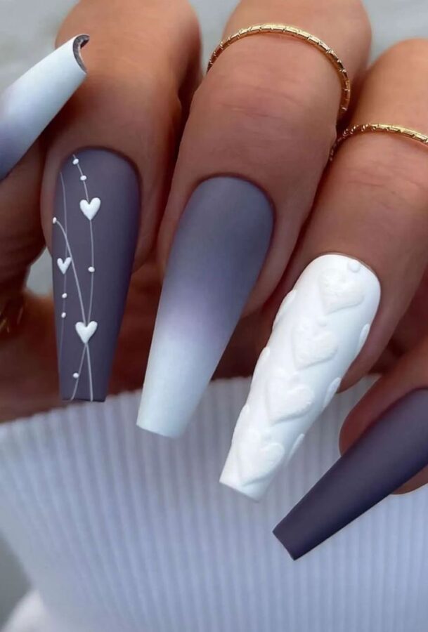 This image highlights the 3D texture created on matte nails, such as raised dots, lines, or other designs. #matte3Dnails #raiseddesign #nailartinspo