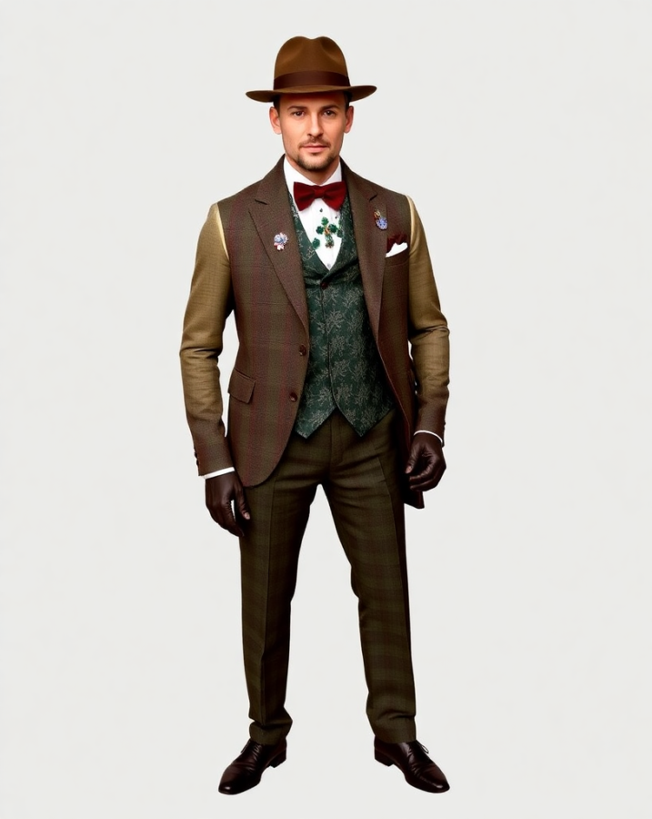 A person dressed in a sophisticated and vintage-inspired dandy ensemble, a unique choice for the Met Gala. #MetGalaOutfit #DandyLook #VintageInspiration #GentlemanStyle