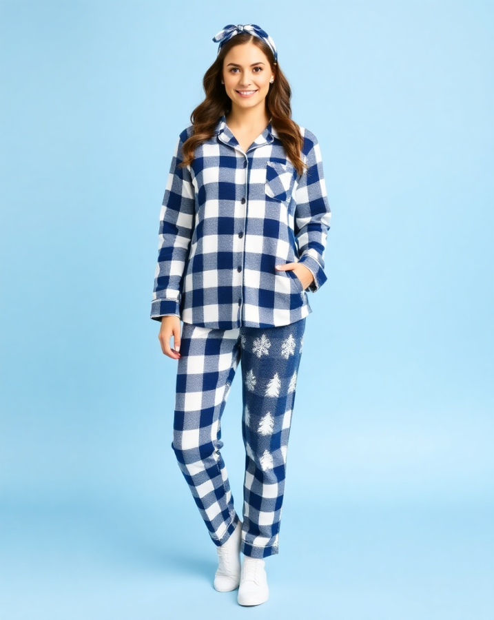 Stay warm and cozy all day long! This flannel Winter Wonderland pajama set is perfect for a chilly and relaxing pajama day. #FlannelPajamas #PajamaDayVibes #WarmAndCozy #DressToImpressCasual