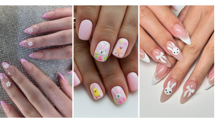 Easter-themed nail art with spring colors and festive designs. #EasterNails #SpringNails #NailArt #HolidayNails